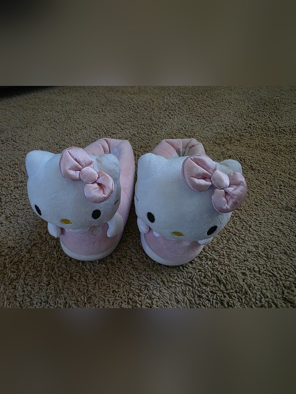 Plush Pink Kitty One-Piece Slippers (9-10)